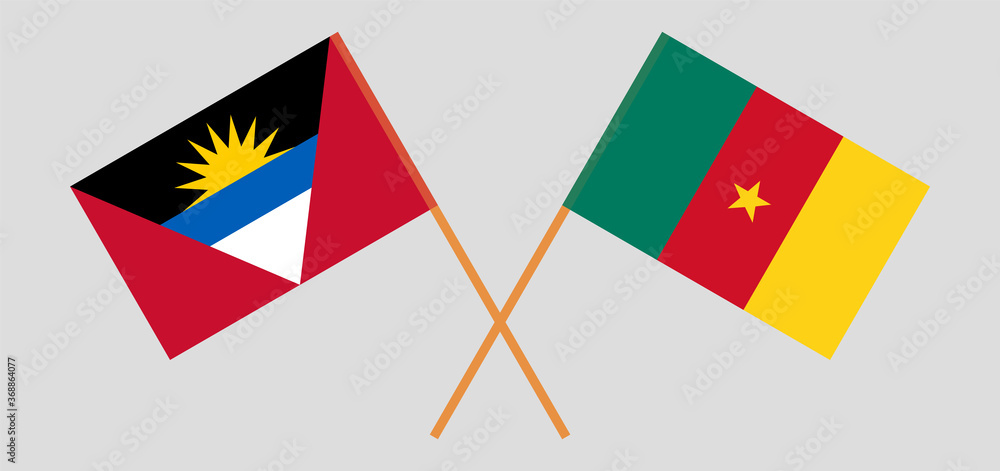 Crossed flags of Cameroon and Antigua and Barbuda Crossed flags of Cameroon and Antigua and Barbuda