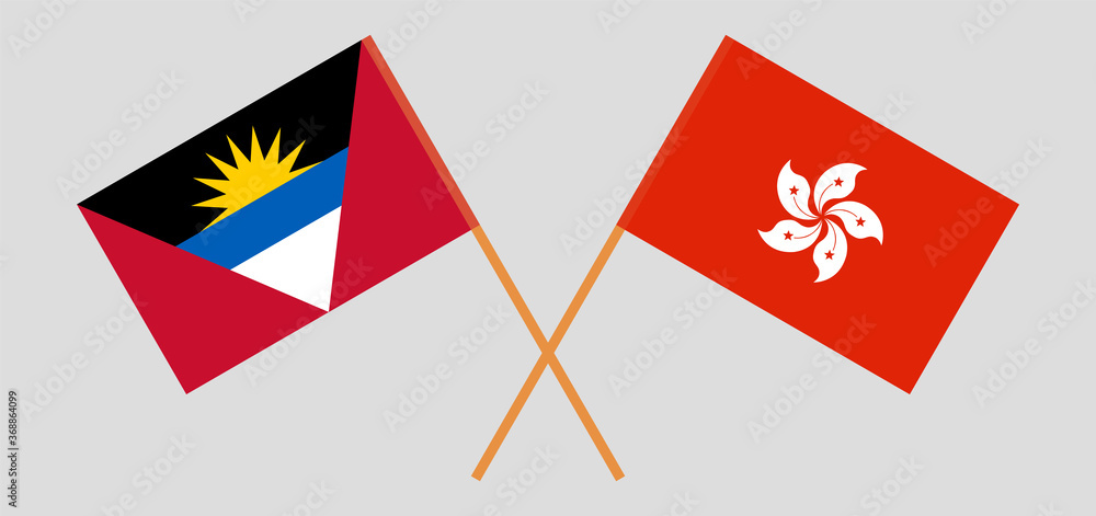 Crossed flags of Antigua and Barbuda and Hong Kong Crossed flags of Antigua and Barbuda and Hong Kong