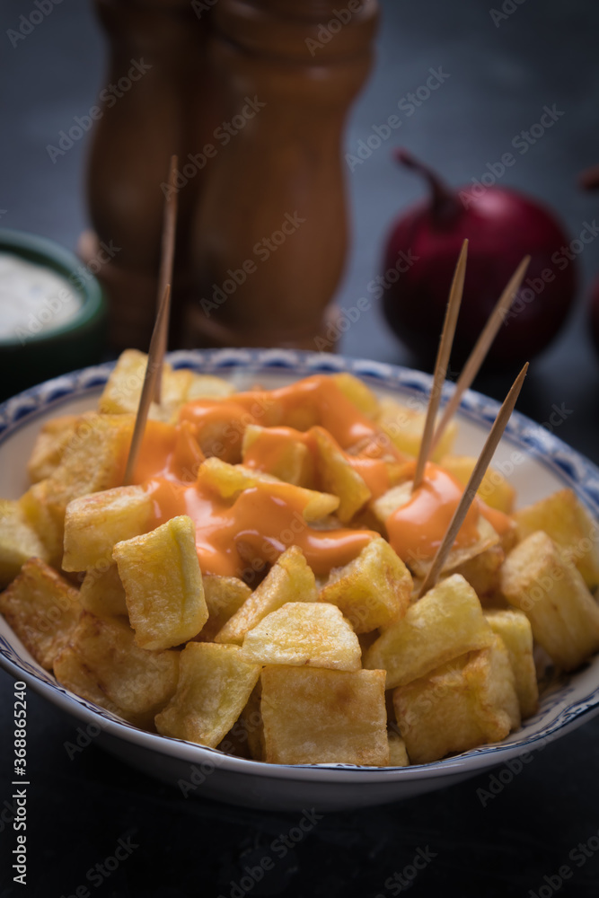 Patatas bravas, spanish fried potato Patatas bravas, spanish fried potato