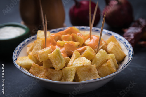 Patatas bravas, spanish fried potato photo