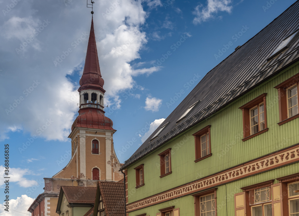 Old town of Parnu, the fourth largest city in Estonia  and a popular holiday resort with a charming old town and large beaches on the Baltic Sea.