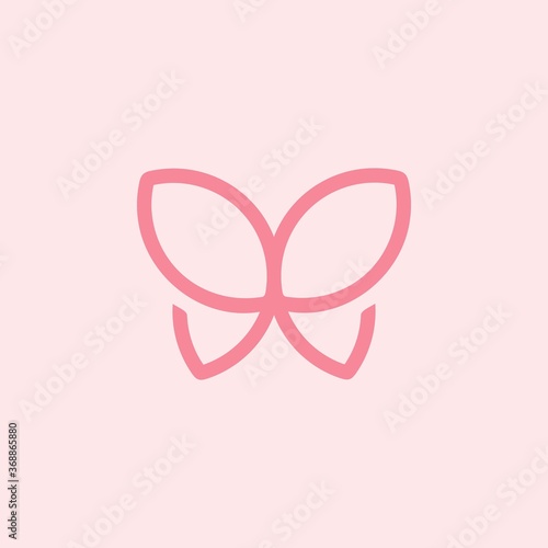 pink line Butterfly logo icon