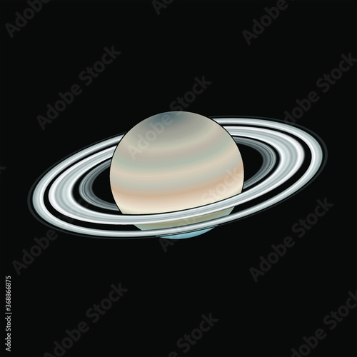 Illustration of planet Saturn on a black background. Vector illustration.