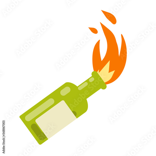 Molotov cocktail. Fire and bottle. The rebel symbol and the riot. Cartoon flat illustration isolated on white. Propellant Bomb and Napalm. Weapons of rebellion and protest
