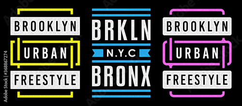 Vector retro illustration on the theme of Brooklyn. Urban. Modern. Stylized vintage grunge white typography, t-shirt graphics, poster, print.