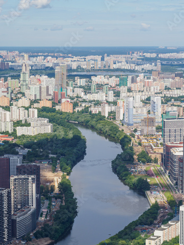 Aerial view of Moscow from skyscraper.