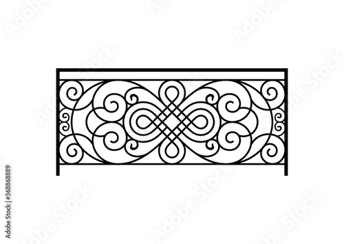 Black forged lattice fence vector image. Iron work concept.