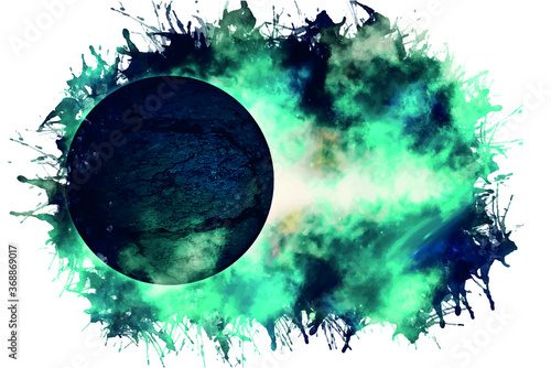 An extinct stone star in deep space.