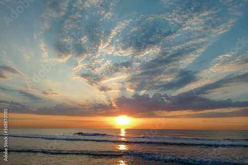 sunrise in the mediterranean sea, Valencia, Spain