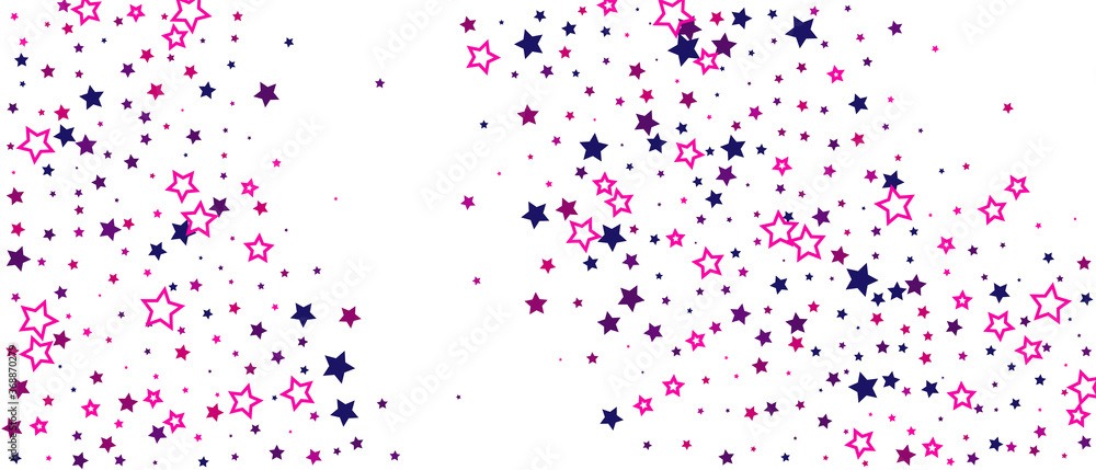 Shooting stars confetti. Multi-colored stars. Holiday background. Abstract texture on a white background. Design element. Vector illustration, EPS 10.