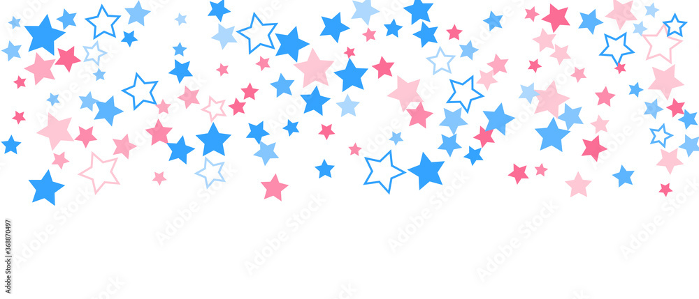 Shooting stars confetti. Multi-colored stars. Holiday background. Abstract texture on a white background. Design element. Vector illustration, EPS 10.