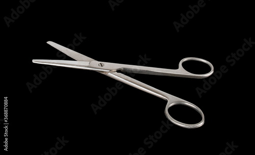 scissors isolated in gray steel black background