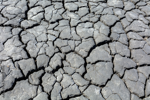 Drought, dried cracked earth. Cracks in clay. Water shortage problem