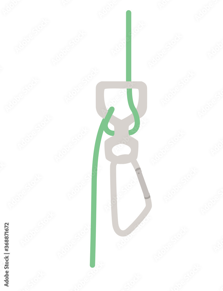 Simple tips how to use metal carabiner in tourism correct use flat vector illustration isolated on white background Simple tips how to use metal carabiner in tourism correct use flat vector illustration isolated on white background