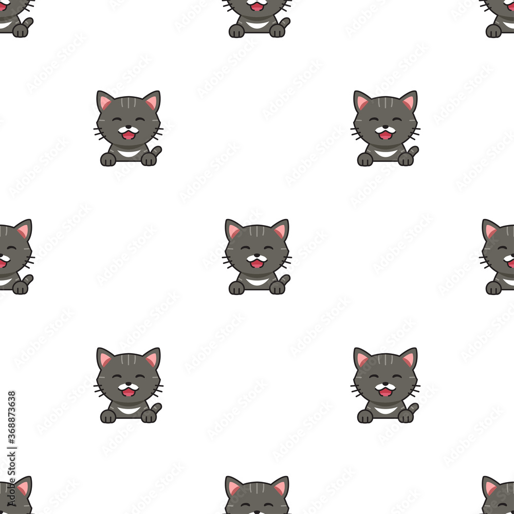Fototapeta premium Vector cartoon character cat seamless pattern background for design.