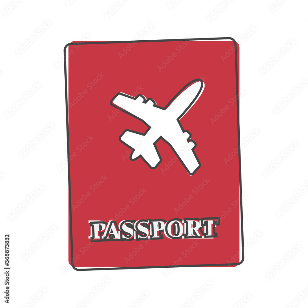 International passport vector cartoon style on white isolated background. International passport vector cartoon style on white isolated background.