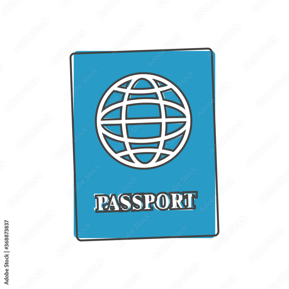 International passport vector cartoon style cartoon style on white isolated background. International passport vector cartoon style cartoon style on white isolated background.