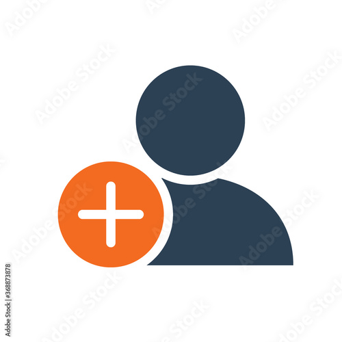 User profile with plus line icon. Add new friend, customer, follow symbol