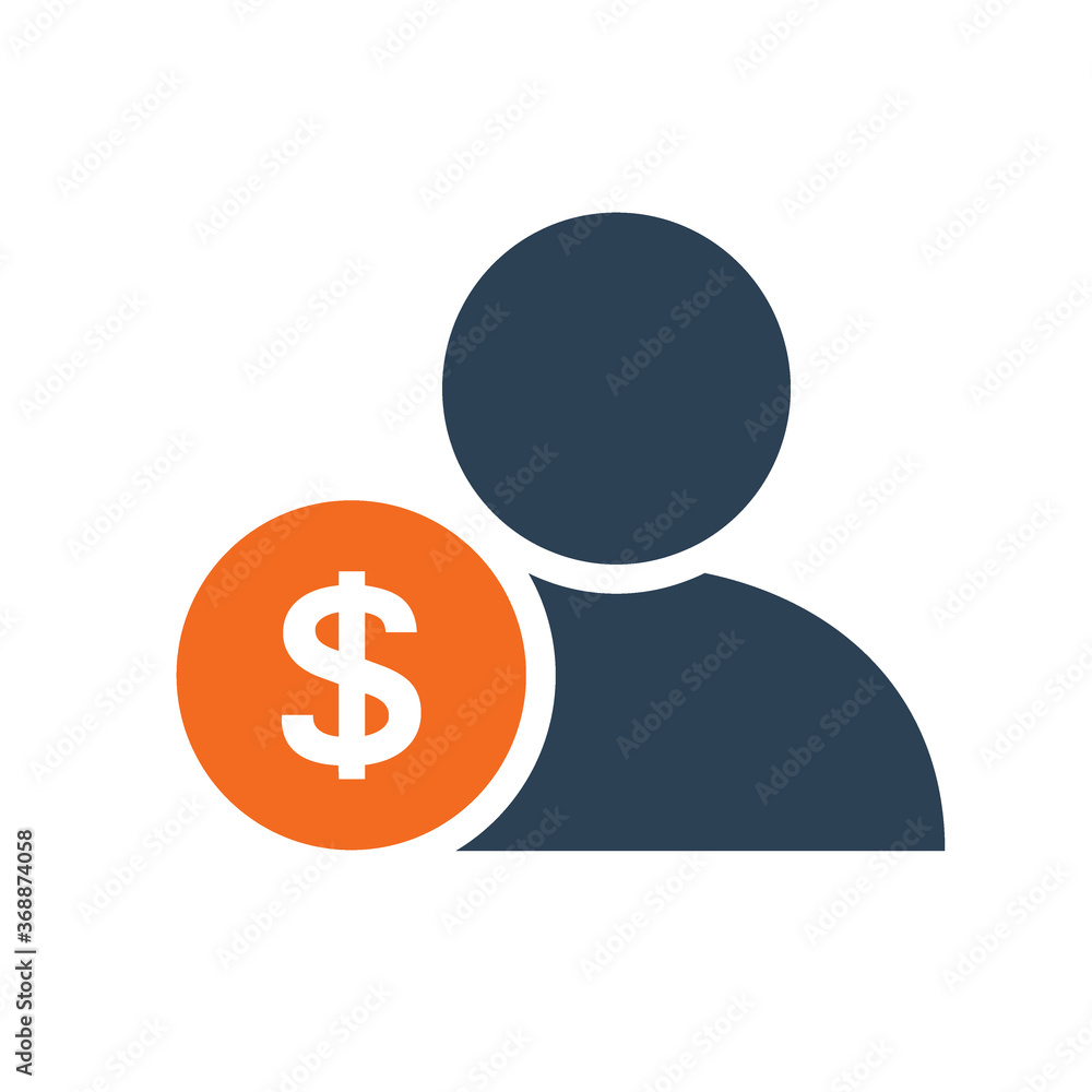 User profile with coin line icon. Online wallet, payment method symbol User profile with coin line icon. Online wallet, payment method symbol