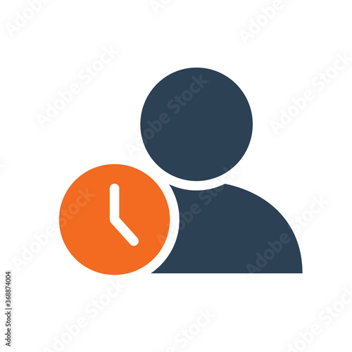 User profile with clock line icon. Public navigation, waiting list symbol symbol