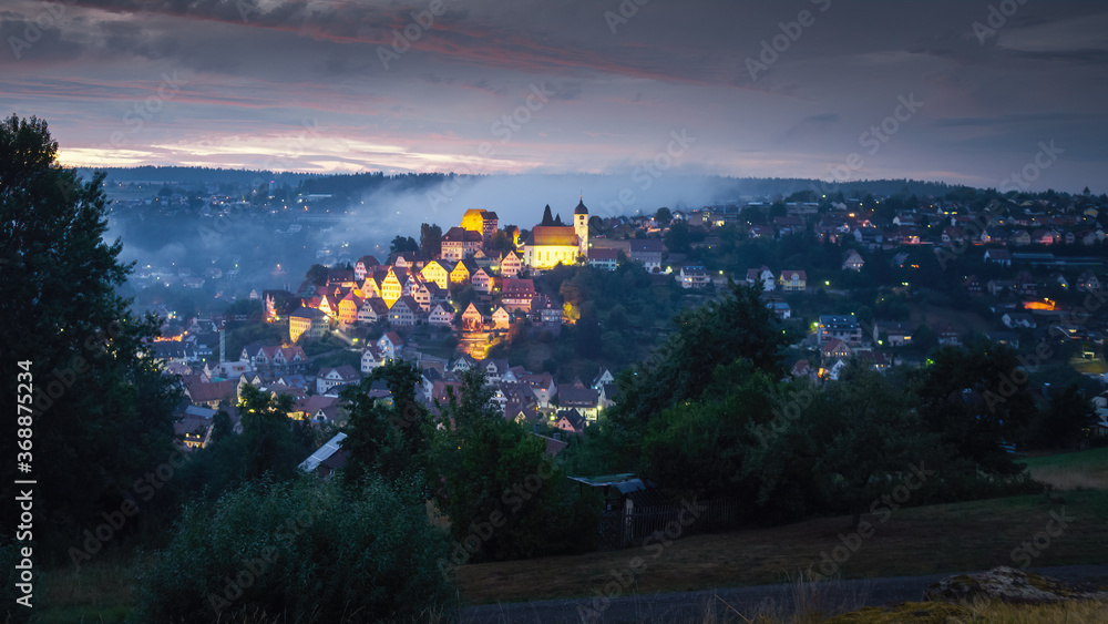 view to Altensteig Germany by night