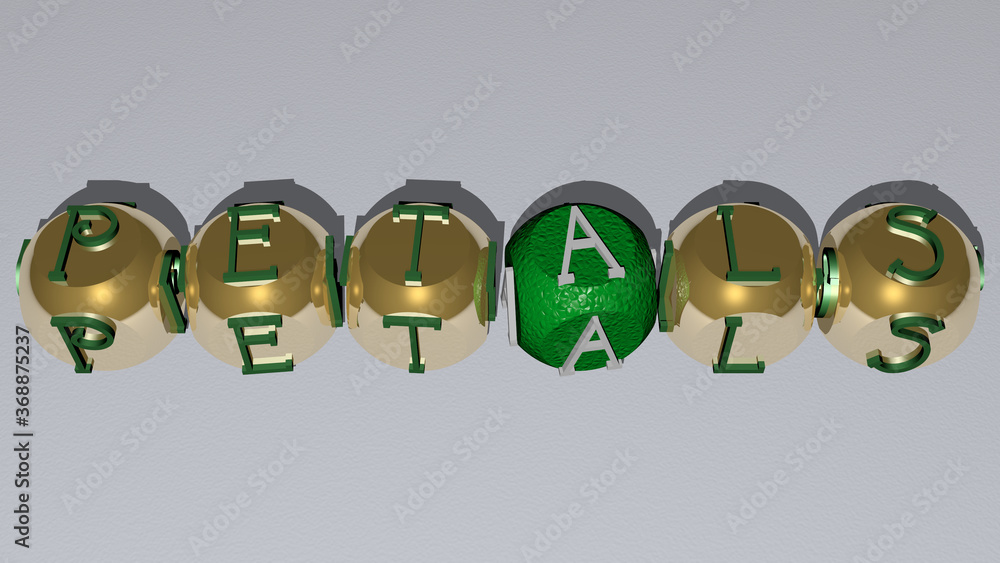 combination of PETALS built by cubic letters from the top perspective, excellent for the concept presentation. background and flower combination of PETALS built by cubic letters from the top perspective, excellent for the concept presentation. background and flower