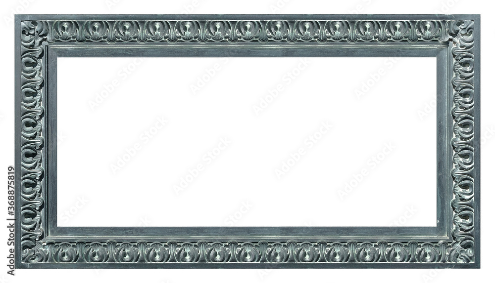 Panoramic bronze frame for paintings, mirrors or photo isolated on white background