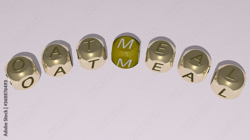 combination of OATMEAL built by cubic letters from the top perspective, excellent for the concept presentation. breakfast and background combination of OATMEAL built by cubic letters from the top perspective, excellent for the concept presentation. breakfast and background