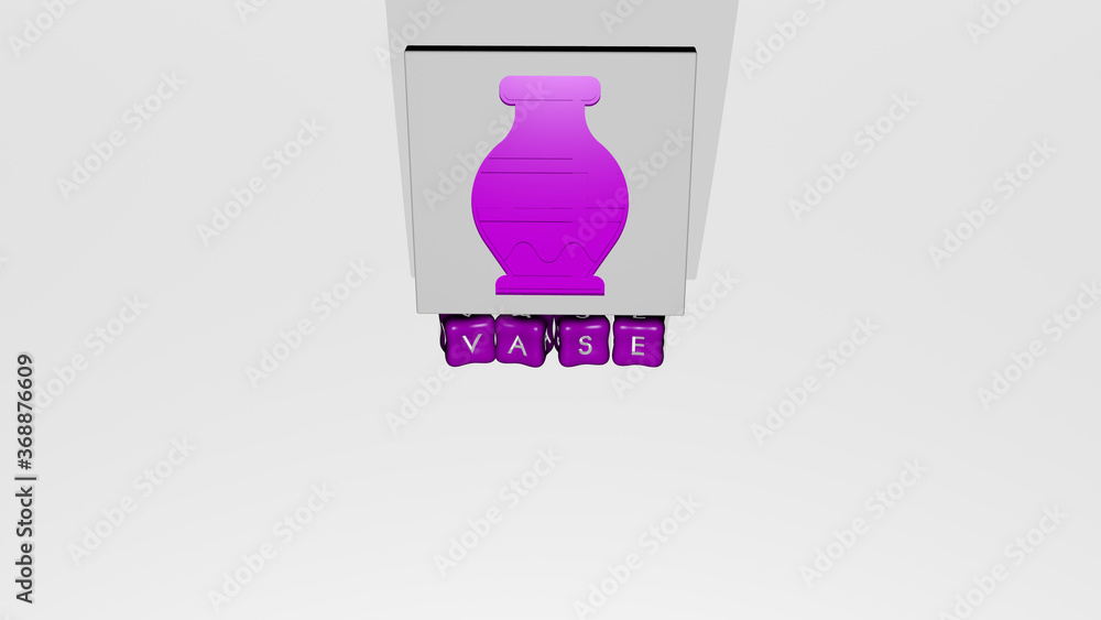 3D graphical image of VASE vertically along with text built by metallic cubic letters from the top perspective, excellent for the concept presentation and slideshows. background and white 3D graphical image of VASE vertically along with text built by metallic cubic letters from the top perspective, excellent for the concept presentation and slideshows. background and white