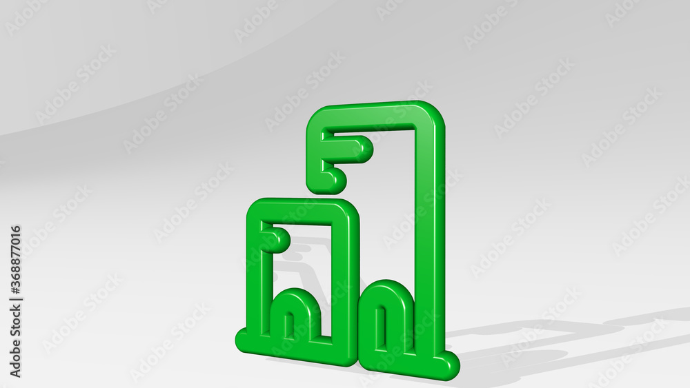 BUILDING MODERN made by 3D illustration of a shiny metallic sculpture with the shadow on light background. architecture and city BUILDING MODERN made by 3D illustration of a shiny metallic sculpture with the shadow on light background. architecture and city