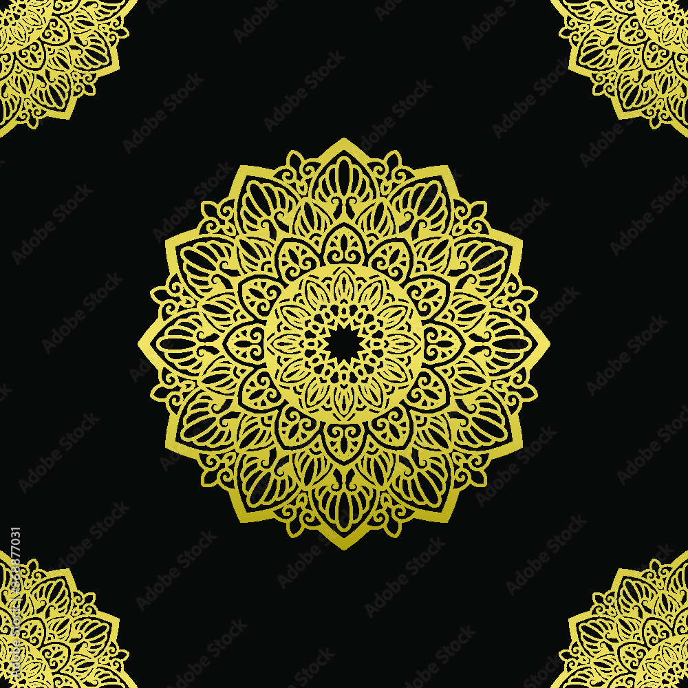 Gold Floral Ornament Mandala Yoga Vector Gold Floral Ornament Mandala Yoga Vector
