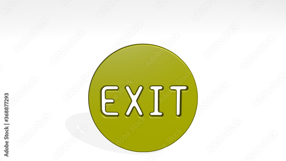 EXIT from a perspective with the shadow. A thick sculpture made of metallic materials of 3D rendering. illustration and background EXIT from a perspective with the shadow. A thick sculpture made of metallic materials of 3D rendering. illustration and background