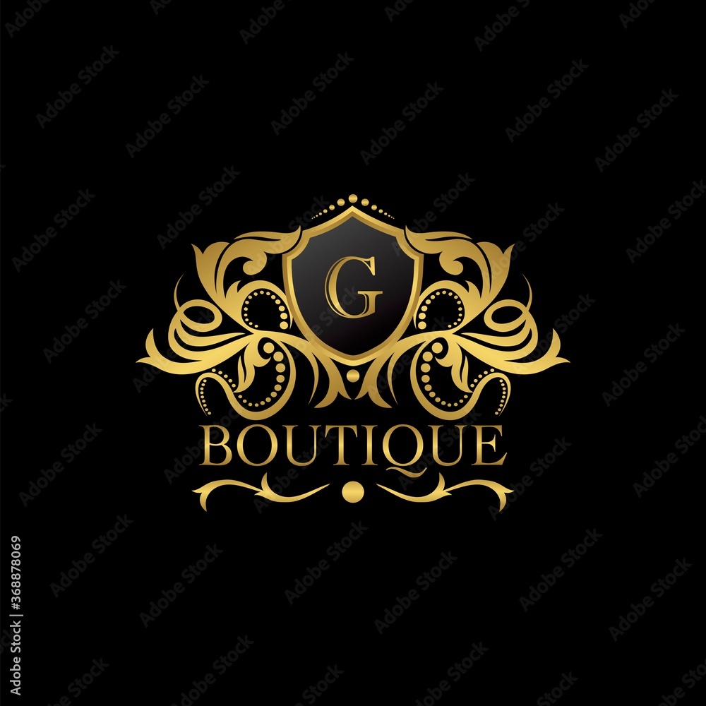 Golden Luxury Boutique G Letter Logo template in vector design for Decoration, Restaurant, Royalty, Boutique, Cafe, Hotel, Heraldic, Jewelry, Fashion and other illustration