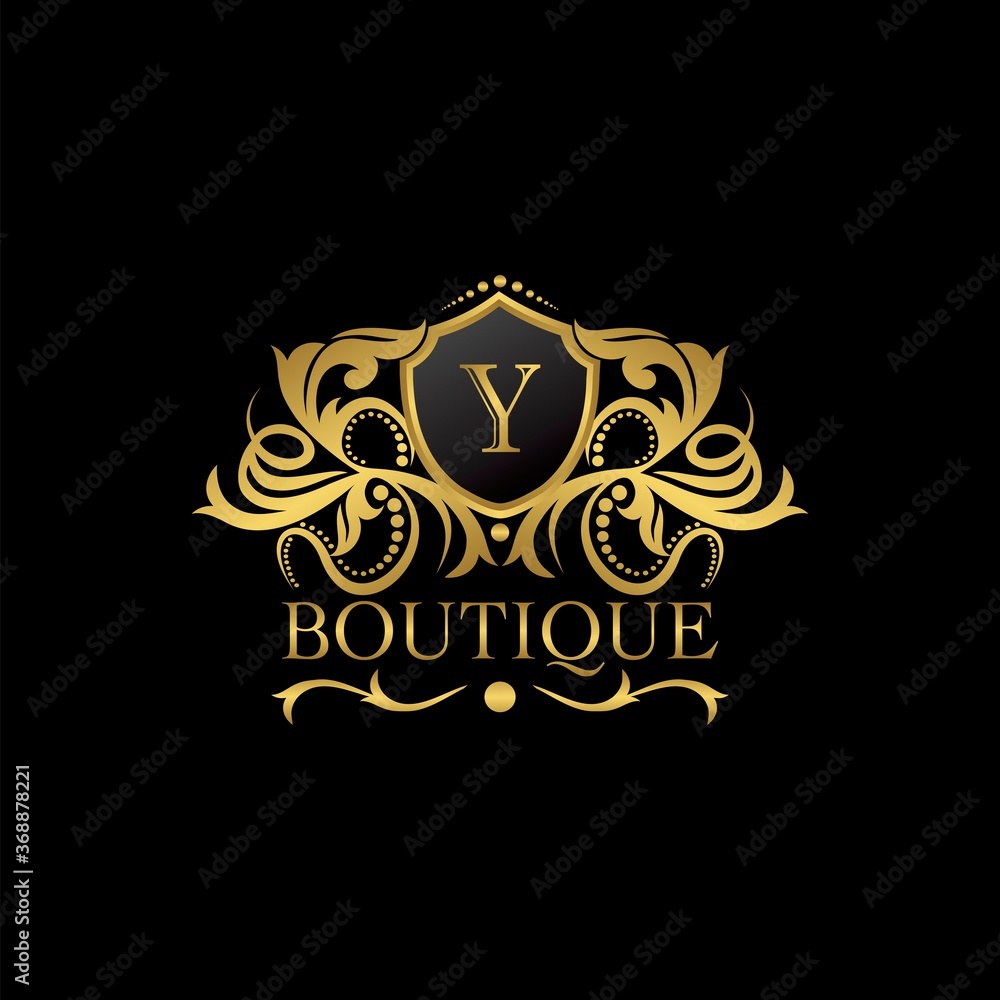 Golden Luxury Boutique Y Letter Logo template in vector design for Decoration, Restaurant, Royalty, Boutique, Cafe, Hotel, Heraldic, Jewelry, Fashion and other illustration Golden Luxury Boutique Y Letter Logo template in vector design for Decoration, Restaurant, Royalty, Boutique, Cafe, Hotel, Heraldic, Jewelry, Fashion and other illustration