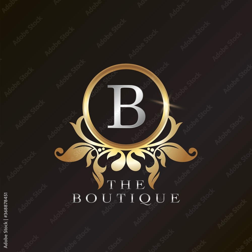 Golden Boutique B Logo template in circle frame vector design for brand identity like Restaurant, Royalty, Boutique, Cafe, Hotel, Heraldic, Jewelry, Fashion and other brand Golden Boutique B Logo template in circle frame vector design for brand identity like Restaurant, Royalty, Boutique, Cafe, Hotel, Heraldic, Jewelry, Fashion and other brand