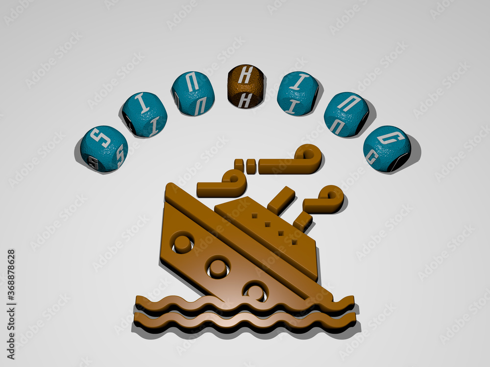 3D illustration of sinking graphics and text around the icon made by ...