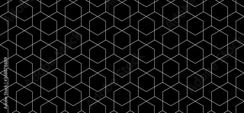 Vector seamless cubic hexagon pattern. Modern stylish thin linear texture.