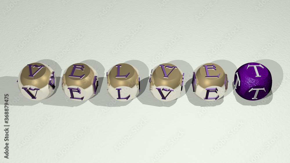 crosswords of velvet arranged by cubic letters on a mirror floor, concept meaning and presentation. background and red