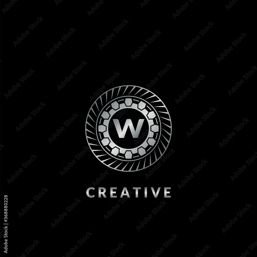 Silver Gear W Letter Logo for automotive and technology vector template design Silver Gear W Letter Logo for automotive and technology vector template design