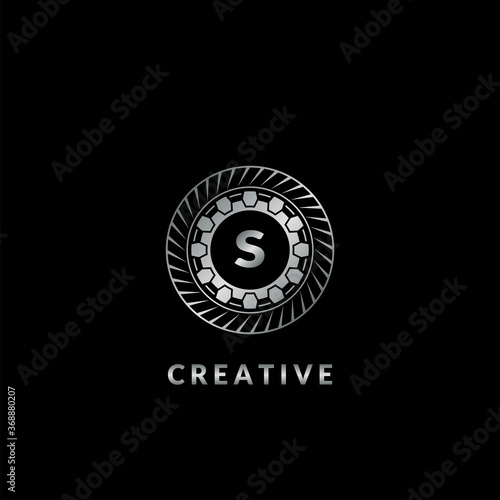 Silver Gear SLetter Logo for automotive and technology vector template design
