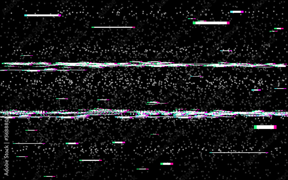 Glitch rewind on black backdrop. VHS background with stereo distortion. Old  camera effect. Retro tape template. Random shapes and lines noise. Vector  illustration Stock-Vektorgrafik | Adobe Stock