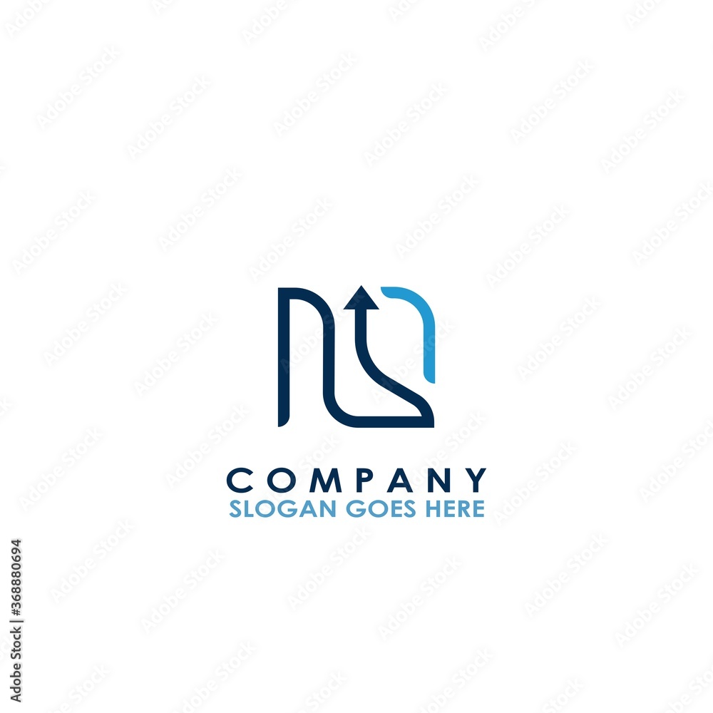 Square Arrow Chart NS Letter Logo design of chart with arrow for business, finance and company identity
