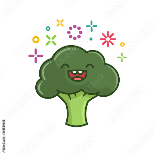 kawaii smiling broccoli cartoon illustration