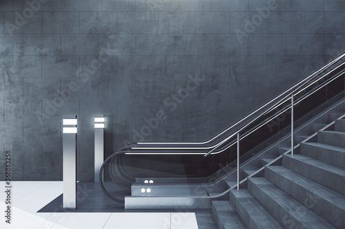Modern subway station with escalator photo