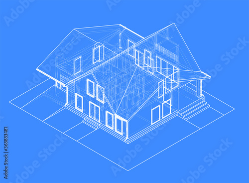 Isometric vector architectural background for banner, booklet, poster. 3D abstract futuristic design for business presentation. Sketch drowing