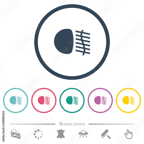 Fog lights flat color icons in round outlines