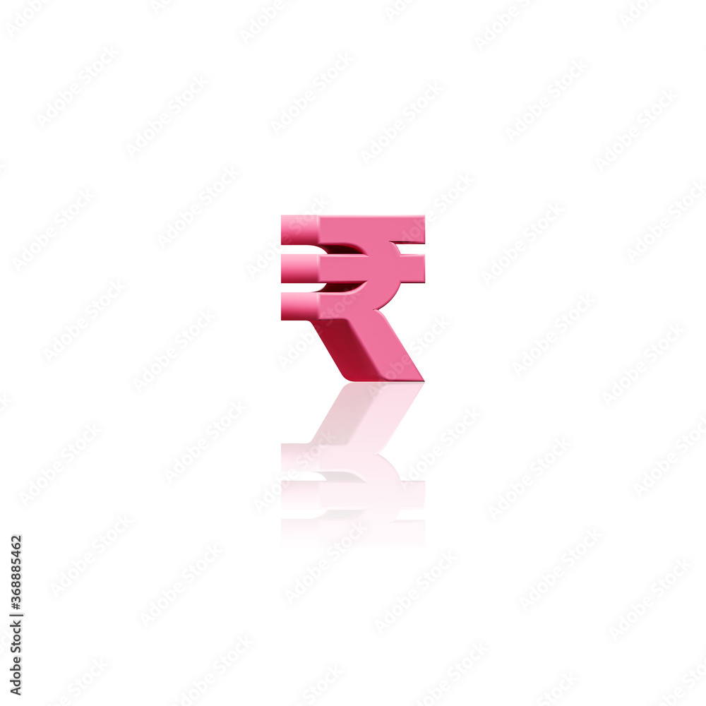 3D Render of Pastel Pink Coloured Styled Indian Rupee Symbol 3D Render of Pastel Pink Coloured Styled Indian Rupee Symbol