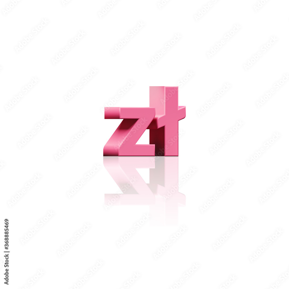 Fototapeta premium 3D Render of Pastel Pink Coloured Styled Polish Zloty Symbol