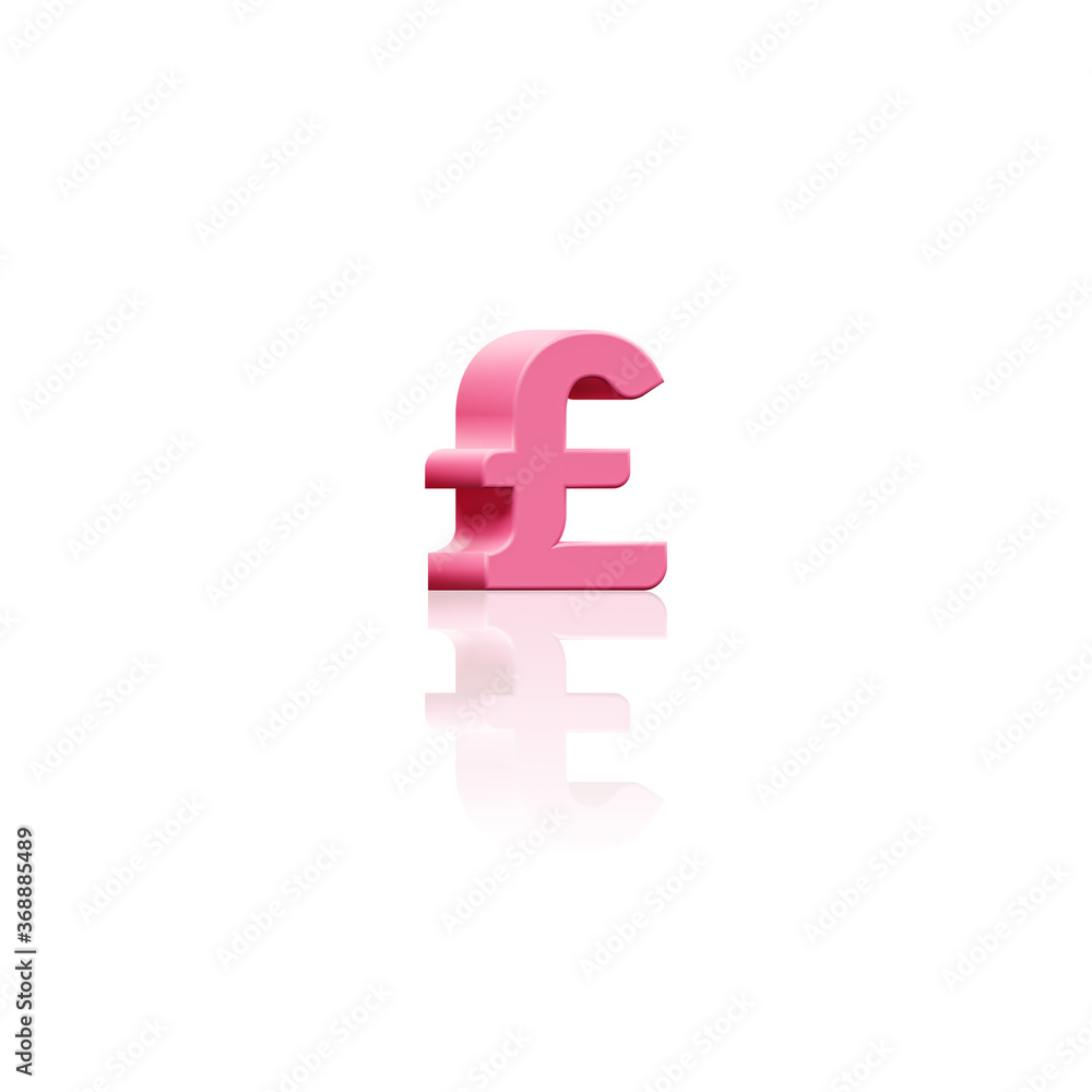 Fototapeta premium 3D Render of Pastel Pink Coloured Styled Pound Sterling Symbol