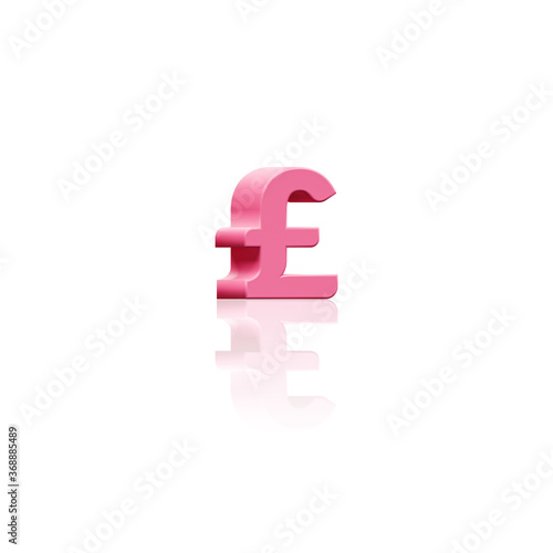 3D Render of Pastel Pink Coloured Styled Pound Sterling Symbol